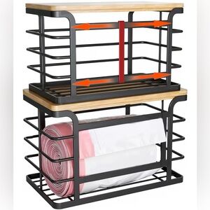 Black and Wood Home Storage Rack